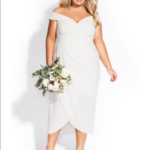 City Chic Rippled Love Dress - Ivory